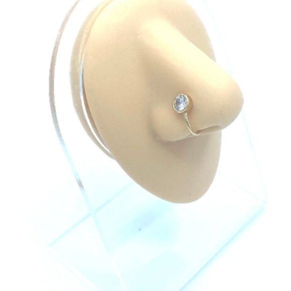 CZ Diamond 24 KT Gold Plated Nose Cuff Fake Nose Rings No Piercing Jewelry - Picture 2 of 5